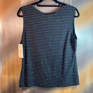 𝅺VINTAGE 90’s Cinema Etoile‎ size L black with gold shell blouse 38” chest 127